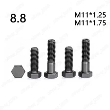 M11 Black 8.8 Steel Hexagon Head Bolts Screws Pitch 1.25/1.75