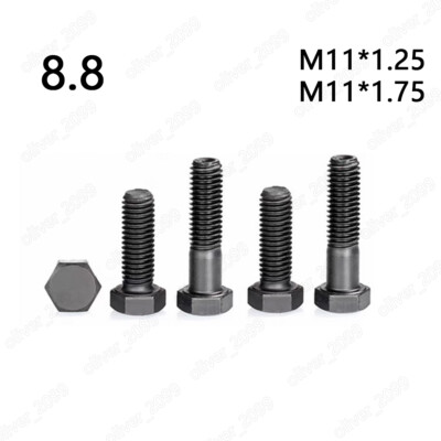 M11-1.25/1.75 Schwarz 8,8 Stahl Sechskantschrauben Maschinen Gewindeschrauben