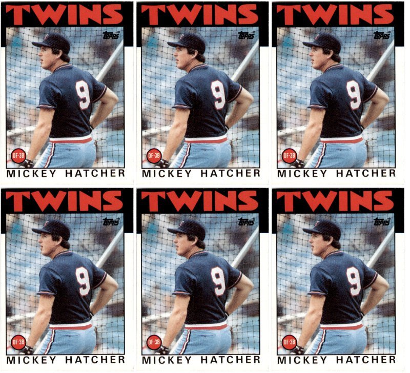 (6) 1986 Topps #356 Mickey Hatcher Minnesota Twins Card Lot