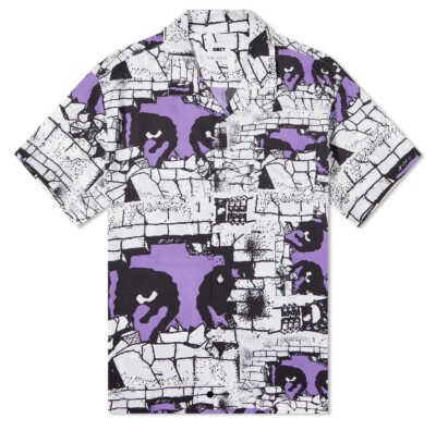 Brand New Obey Detector Woven Shirt White Multi Men s Medium