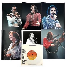 Lot of 6 NEIL DIAMOND Glossy 8x10 Concert Photos + I'M ALIVE single vinyl J