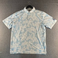 Straight Down Polo Shirt Mens Extra Large Blue Floral Button Up Golf Performance