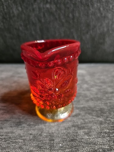 Amberina Red Pressed Cherry Glass 3.5" Tall Creamer Pitcher Mid Century Modern - Picture 4 of 8