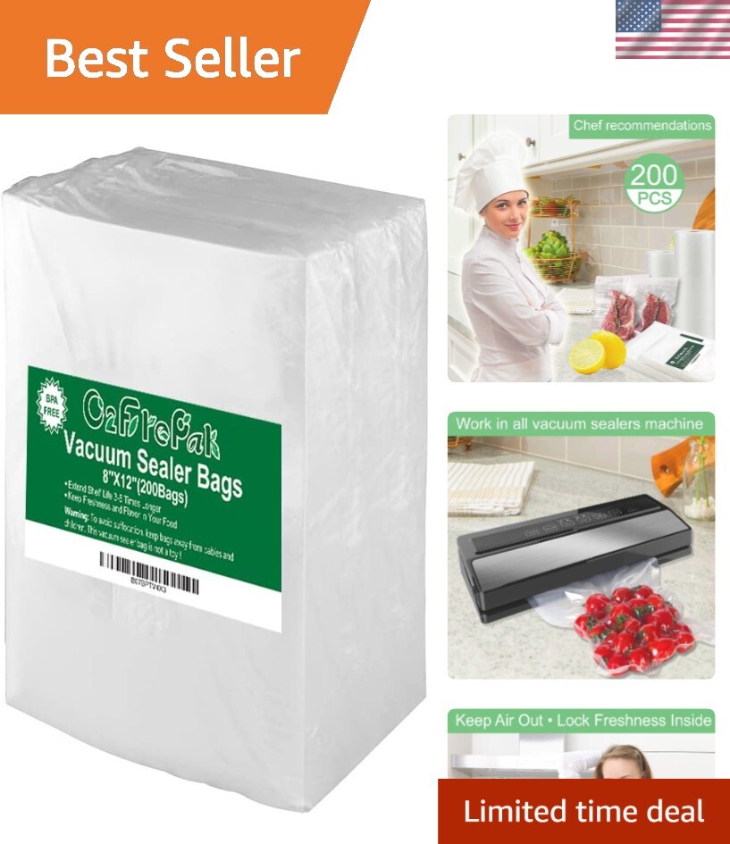 Affordable 200-Pack 8x12 Inch BPA-Free Vacuum Sealer Bags for Freshness