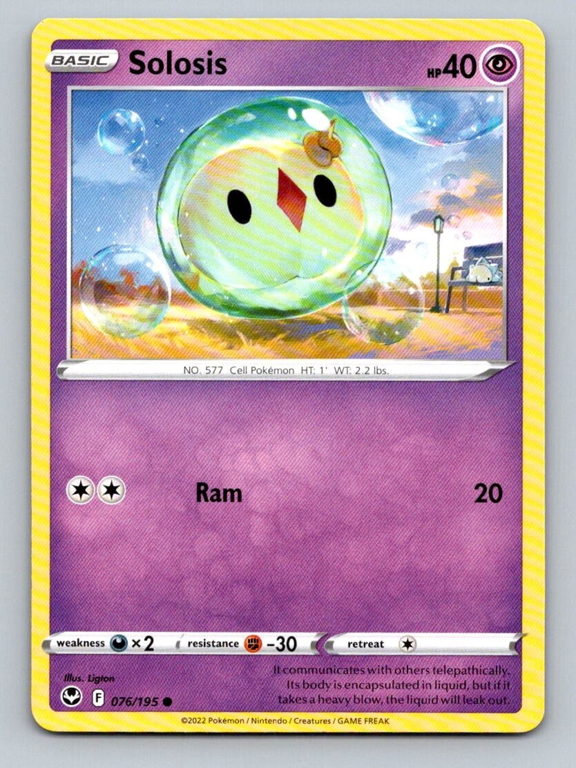 2022 Pokemon Card Silver Tempest Solosis 76/195