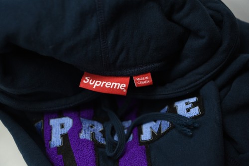 Supreme NY Hoodie Navy/Purple Hooded Sweatshirt FW19 Mens Hoodie Size Medium - Picture 17 of 17