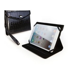 TUFF LUV KINDLE FIRE HD ETUI STÄNDER HANDTASCHE IN ATEMBERAUBENDEM GLÄNZEND SCHWARZEM KROKODILLEDER