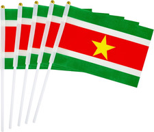 5 Pack Suriname Mini Handheld Stick Flag,Suitable for Various Holiday Parties,An