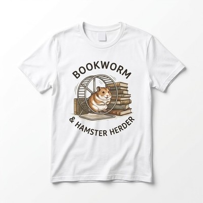 Funny Bookworm & Hamster Herder T-Shirt - Cute Hamster Lover Gift for Readers