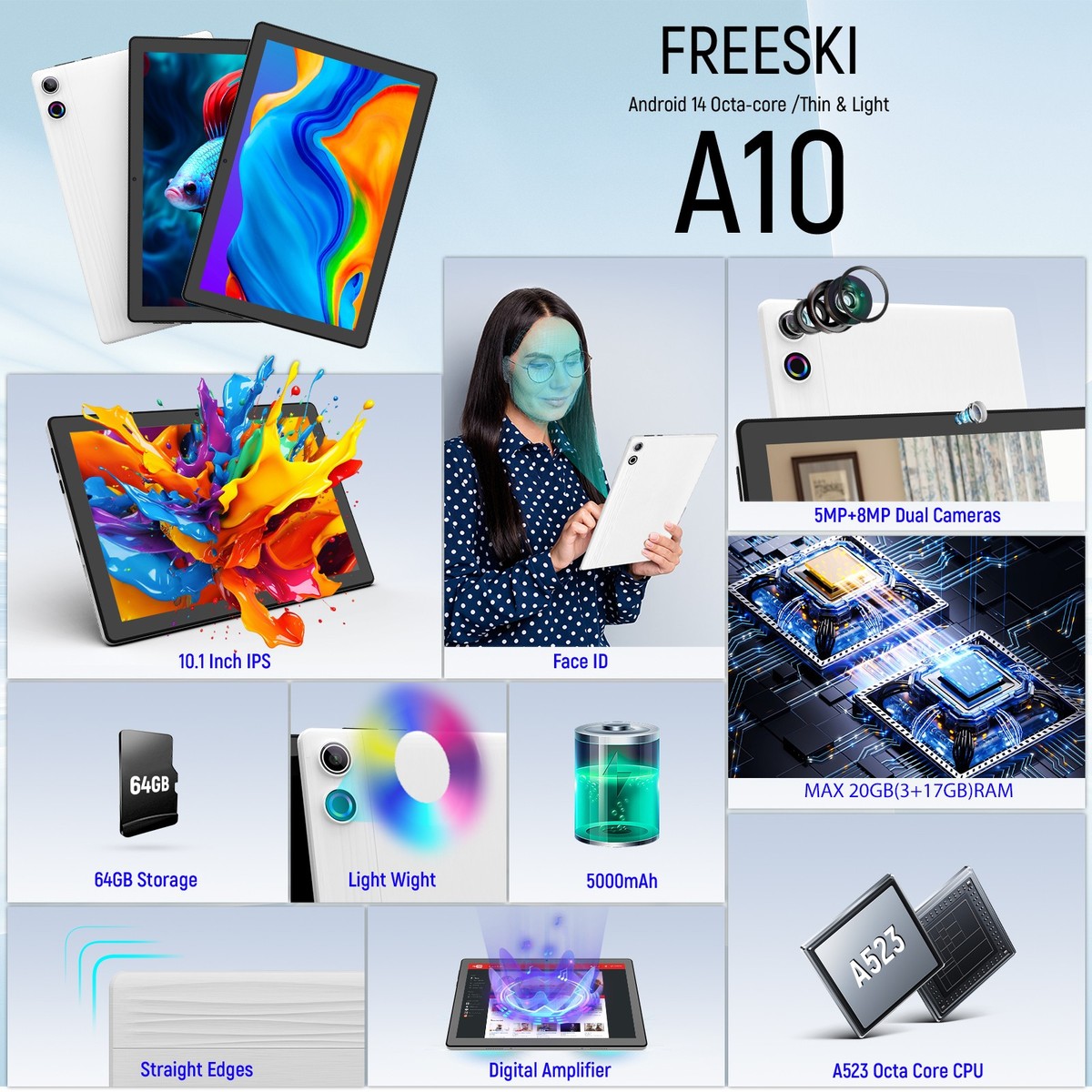 Android 15 タブレット 10.1インチ 14GB RAM Android 15 Tablet,128GB ROM 14GB RAM,10inch 4G Phone Tablet,5G