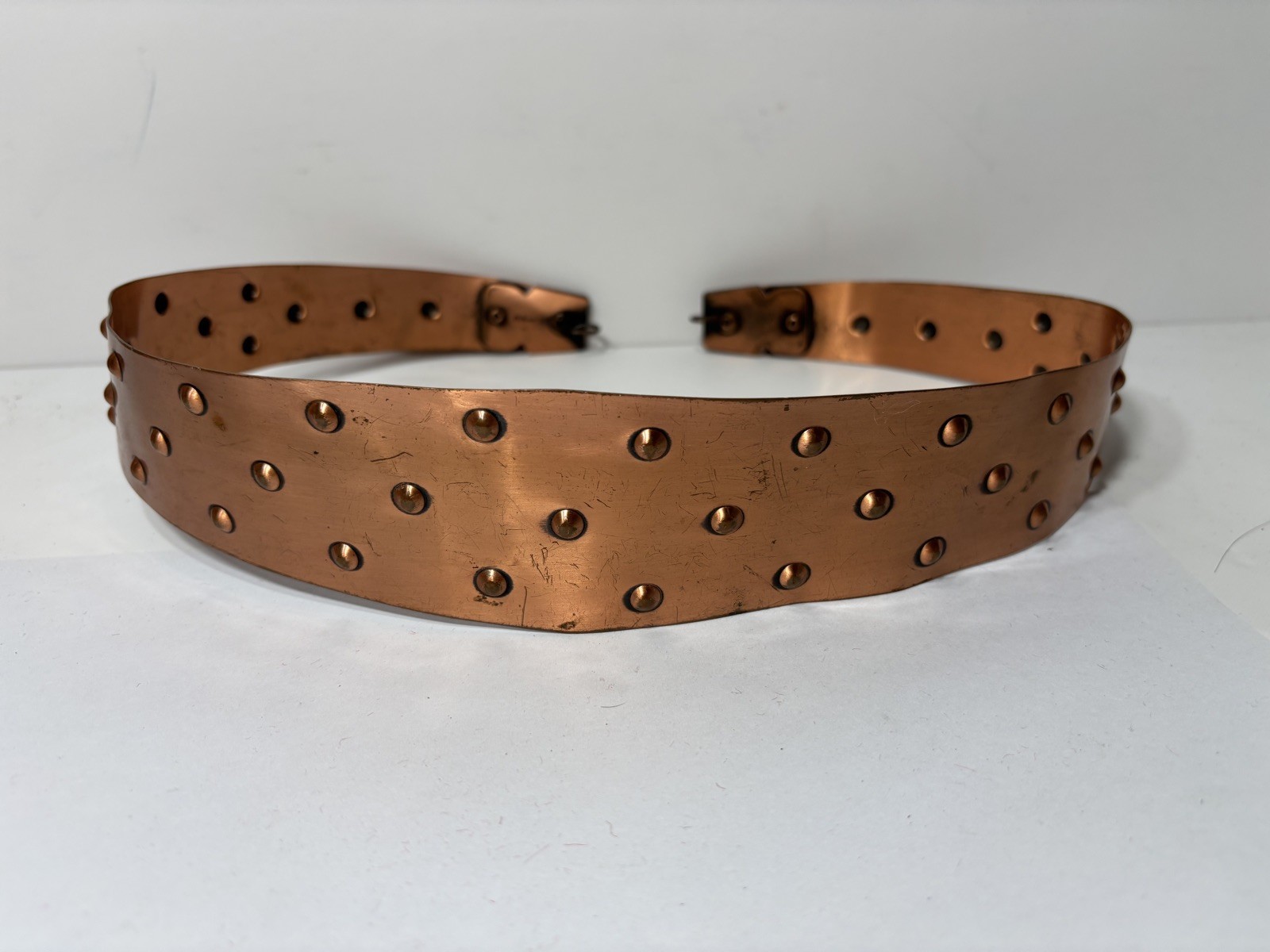 Vintage 1950s Hammered Copper Belt Signed RENOIR Modernist Size M