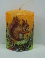 Ausgefallene Kerze, Handarbeit, Eichhörnchen, orange, Tischdekoration, Wchs