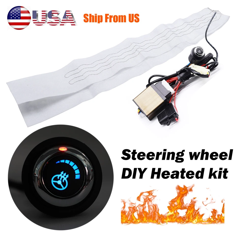 6-Speed Car Winter Universal Heated Steering Wheel Cover Warmer DIY Kit Heater - Image 3 of 4