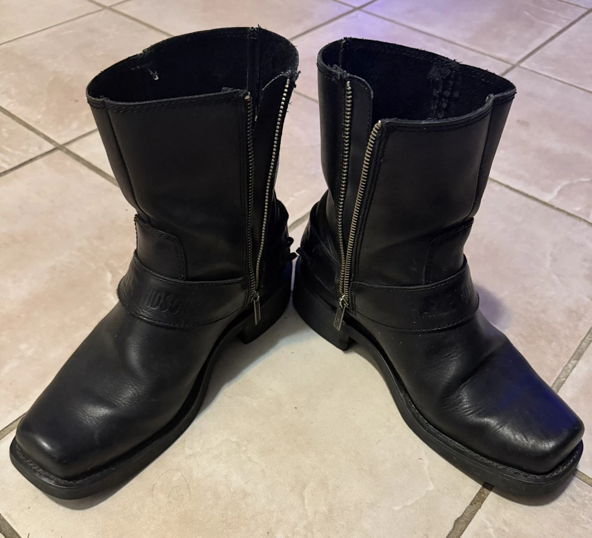 Black Zip Biker Boots for Men for sale | eBay