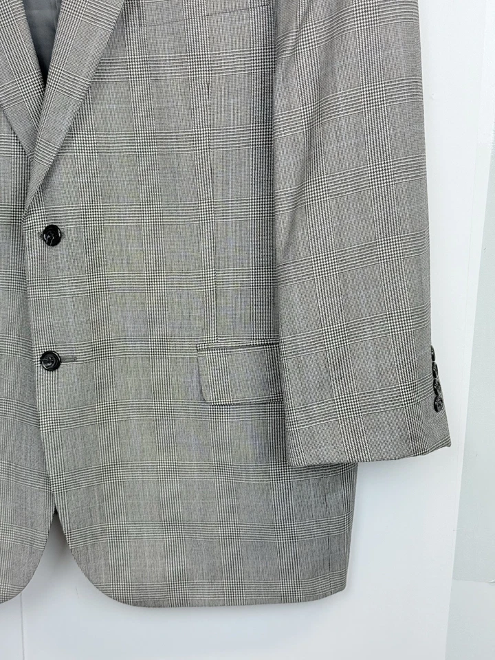Мужской спортивный блейзер JOS A BANK Gordon 48R на двух пуговицах в клетку серый шерстяной - Изображение 4 из 4