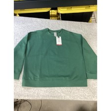 Members Mark Luxe Crew Sweatshirt Green Jade XL Relaxed Fit Sandwashed Pullover