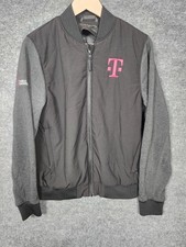 T-Mobile Fossa Apparel Jacket Mens Medium Black Gray Full Zip Bomber Logo