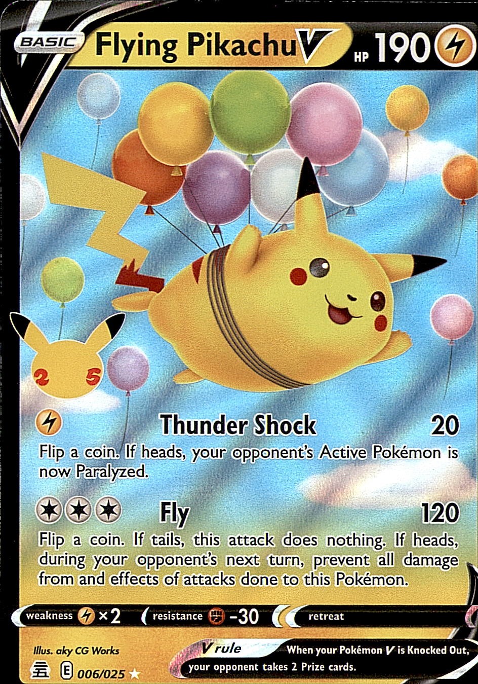 Flying Pikachu V 006/025 Holo Ultra Rare Celebrations Pokemon Near Mint