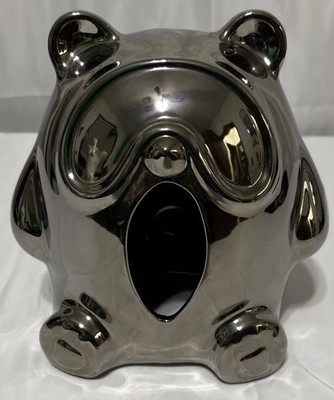 Extremely Rare And Unique Chrome Ceramic Bear Tissue Holder Japanese Modern Art
