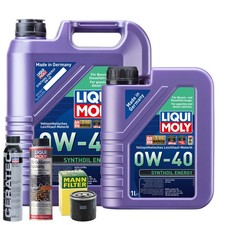 Motoröl 0W40 LIQUI MOLY Synthoil Energy 6L +MANN Ölfilter +Spülung +Cera Tec