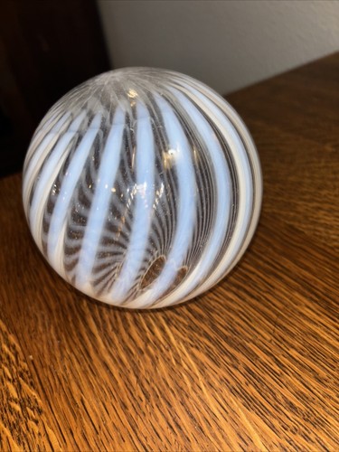 Antique Opalescent Swirl Globe Victorian Glass Fixture Lamp Shade - Picture 2 of 9