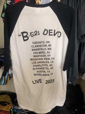 Devo b-52's 80s new wave tour double sided concert raglan tee shirt L usa