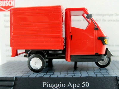 Busch 60052 Piaggio Ape 50 mit Kastenaufbau (2006) in rot 1:43 / Spur 0 NEU/OVP  - Bild 1 von 4