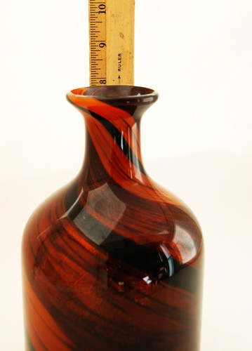 Brown Blown Art Glass Bottle Vase with Gold Swirled Inclussions - Picture 3 of 5