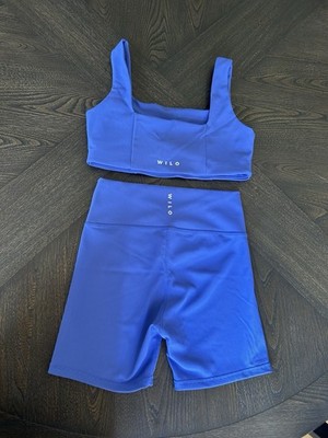 WILO the Label Women s Blue Bike Shorts Matching Set Size Large NWOT