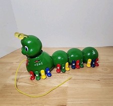 1999 LeapFrog Alphabet Pal Green Caterpillar w/ Sounds Pull Toy- Tested Working