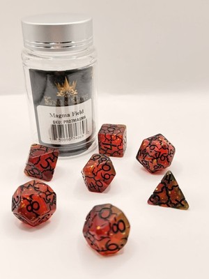 Magma Field King of Crits DND Dice Set RPG 7 Piece Fantasy Tabletop Roleplay