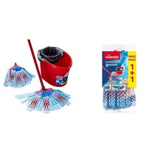 Vileda SuperMocio 3Action XL Mop and Bucket Set with Extra Refill, Twin Red
