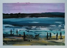 Original acrylic abstract painting  A3 watercolour paper, Beach Goodrington