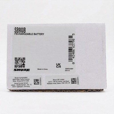 Shure SB900B Lithium-Ion Rechargeable Battery QLX-D ULX-D New in Box