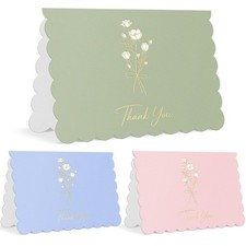 Thank You Cards with Envelopes, 30 Floral Gold Foil Notes for Business