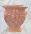 Vintage MCCOY POTTERY 1940s Chrysanthemum Floral Vase~Peachy Pink Embossed Mums