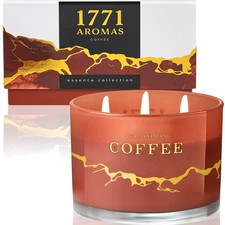 Coffee Scented Candles - 100 Natural Soy Wax - Large 3 Wick Jar Candle - Up ...