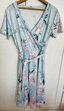 Floral Wrap Dress, Pastel Colors, Womens Medium