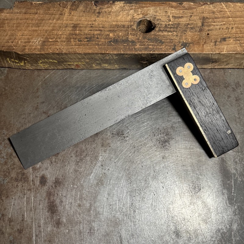 Antique Disston 10” Try Square Brass Bound Woodworking Carpenter Layout Tool