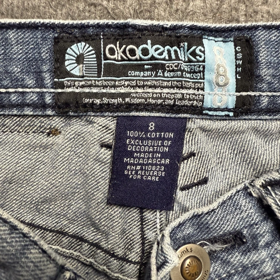 Akademiks Jeans Kids 8 Blue Baggy Wide Leg Skater Y2K 90s Hip Hop Embroidered - Image 4 of 4