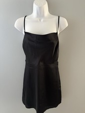 Hollister Slip Dress Womens Size Small Black Silky LBD Going Out Party Ruched