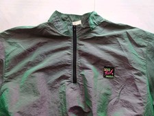 Vintage Surf style Windbreaker Pullover One Size Lridescent Green Boxy 28/27