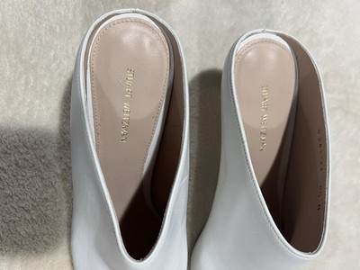 Stuart Weitzman Mira Pointed Toe Low Heel Mules feature a