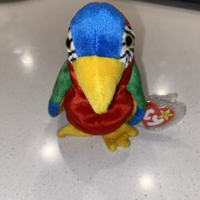 *RARE* Ty Beanie Babies Jabber The Parrot Tropical Bird - Retired