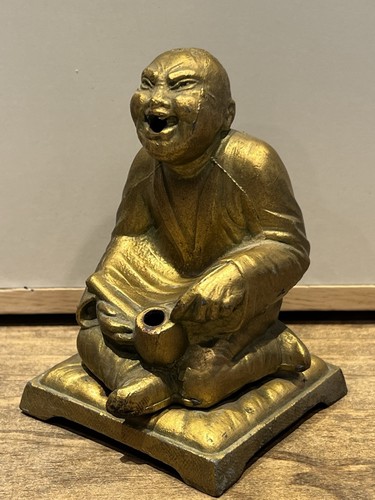 Vintage VERY RARE Vantines 1209 Laughing Buddha Incense Burner Gold Tone VTG