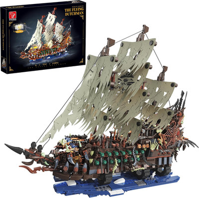 Pirate Ship Building Sets with Lights, MOC Flying Dutchman Model Toy Boat, Ghost