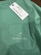 Properly Tied Boy Sz 5 Long Sleeve Logo Pocket Pullover T Shirt 100 Pima Cotton