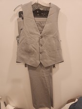 vintage leisure suit vest pants 2 pc disco 70's 34w 31L med gray polyester