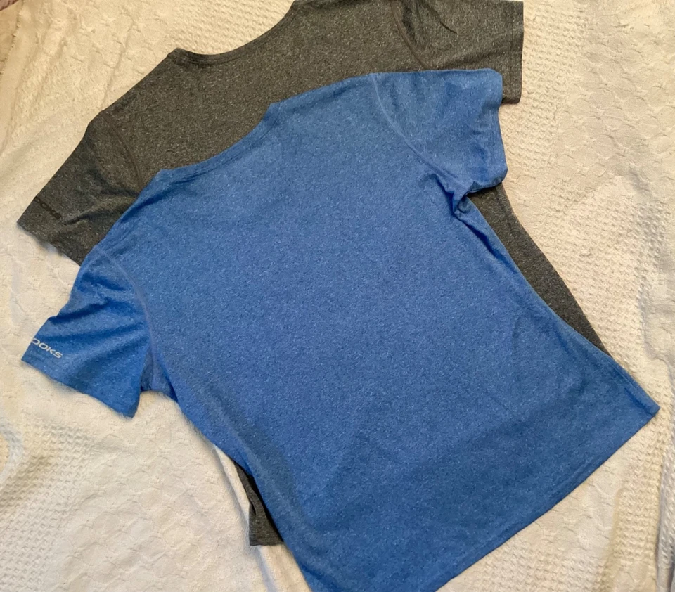 Brooks for Women Run Happy T Shirts, 2, Heather Gray and Light Blue, L - Image 3 of 4