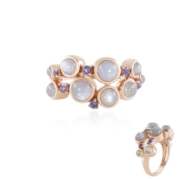 Mondstein Iolith Rose Gold-Plated Silber Ring-image